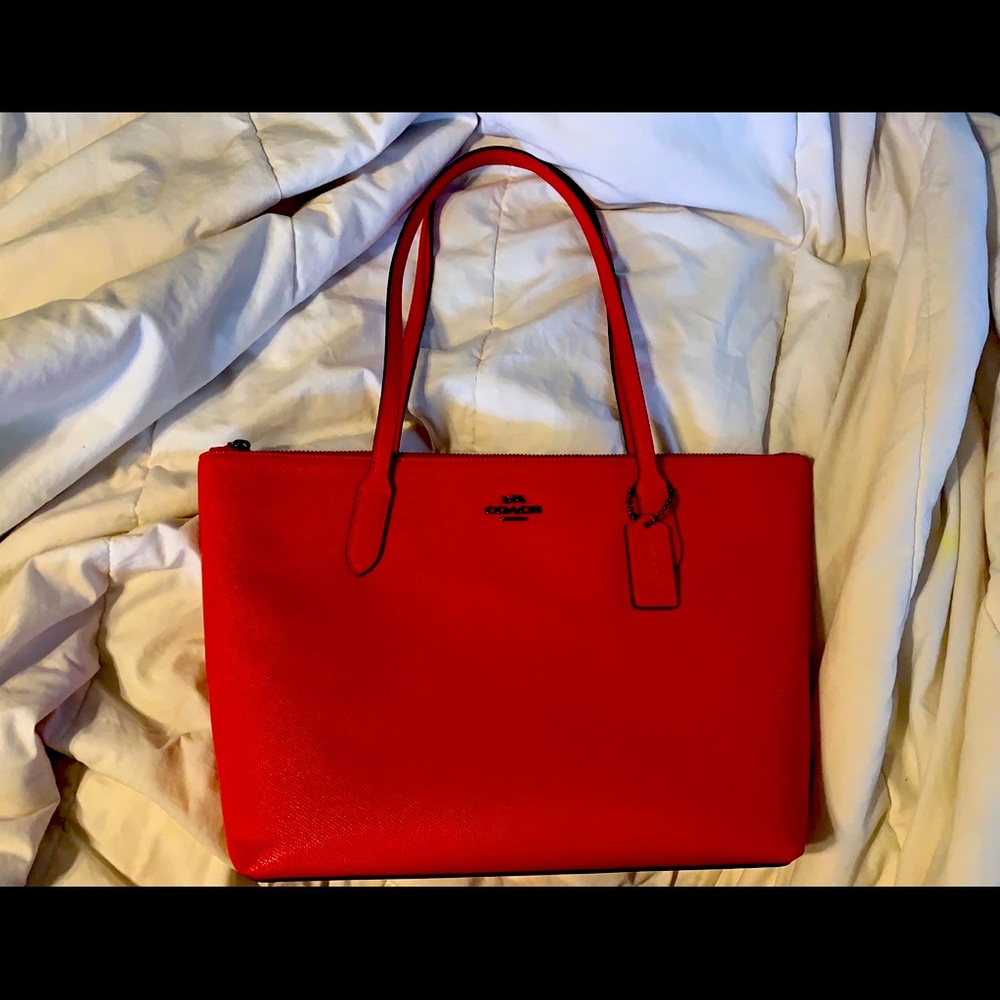 NEW Red Leather Coach Bag Only 5 Months Old